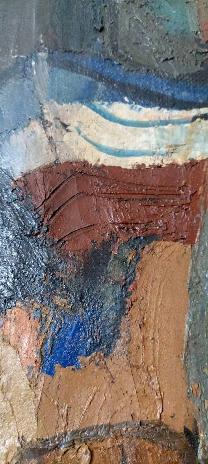 Large oil on canvas Ferruccio Ferri - 1955 - "The Fisherman" canvas 105x75 cm