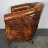 Vintage club armchair in leather color cognac Netherlands