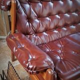 Scandinavian couch in the 60s in teak and skai