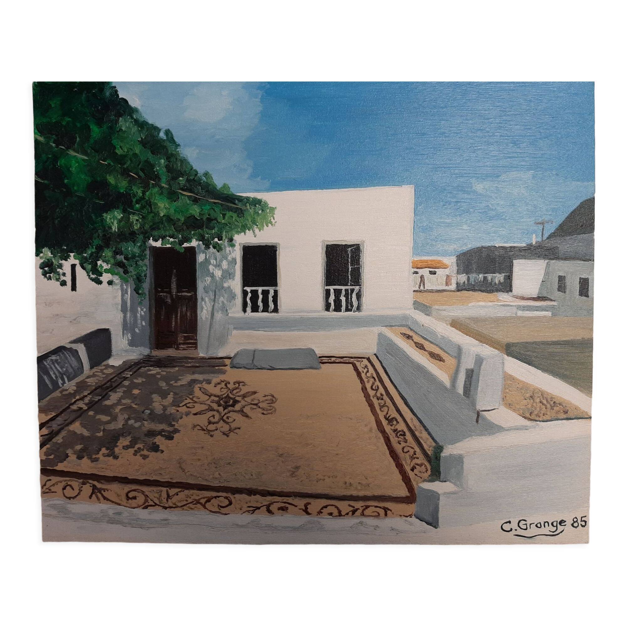 Oil on canvas "Small house in the Cyclades"