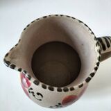 Vintage stoneware pitcher with hand-painted floral decoration, 1960s–70s