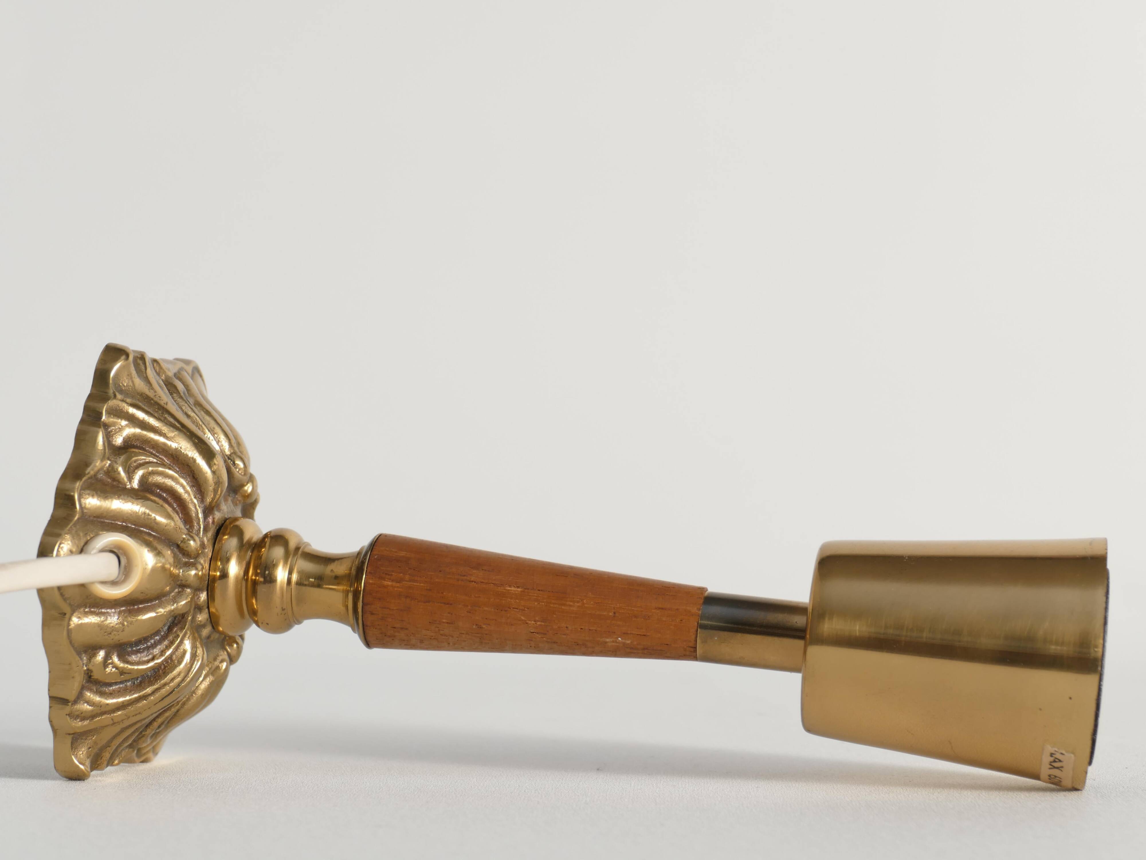 Brass Table Lamp with Teak, Asea, Sweden 1950s