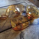 amber glass bowls – organic triangular shape – 1970s