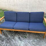 Hans J. Wegner GE265 oak sofa for Getama, Blue, 1960s