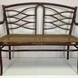 Bench in turned wood and canework by Thonet, Austria
