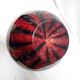 Gros vase boule vintage en verre soufflé décor flammé rouge et bleu nuit