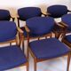 Set of six dining chairs - Model 42 - teak & blue fabric - Kai Kristiansen - Schou Andersen - 1960s