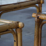 Set of eighteen rattan coffee tables 1950'