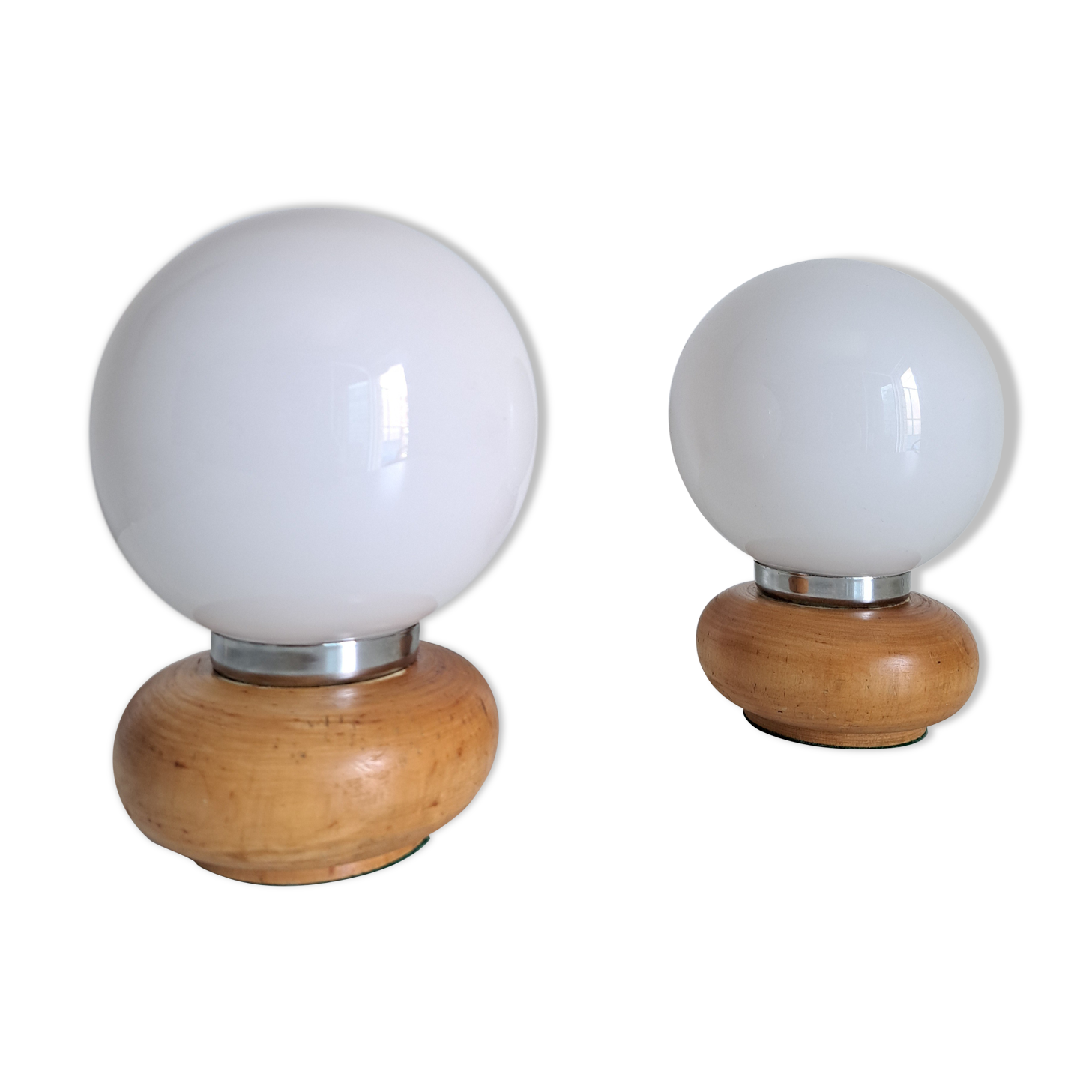 Pair of wooden bedside lamps