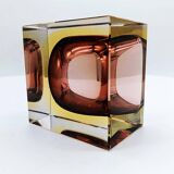 Cendrier ou vide-poches carré en verre de Murano des années 1960 par Flavio Poli pour Seguso.