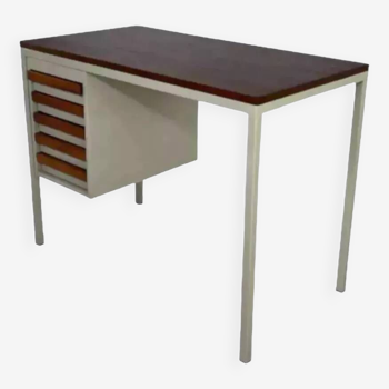 Industrial desk from the 50s in metal and rosewood