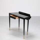 Mid-Century Brass, Wood and Glass Console in the style of Gio Ponti, 1950s