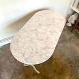 Bistro table in grey marble and white ☐ cast iron 120 x 60 cm