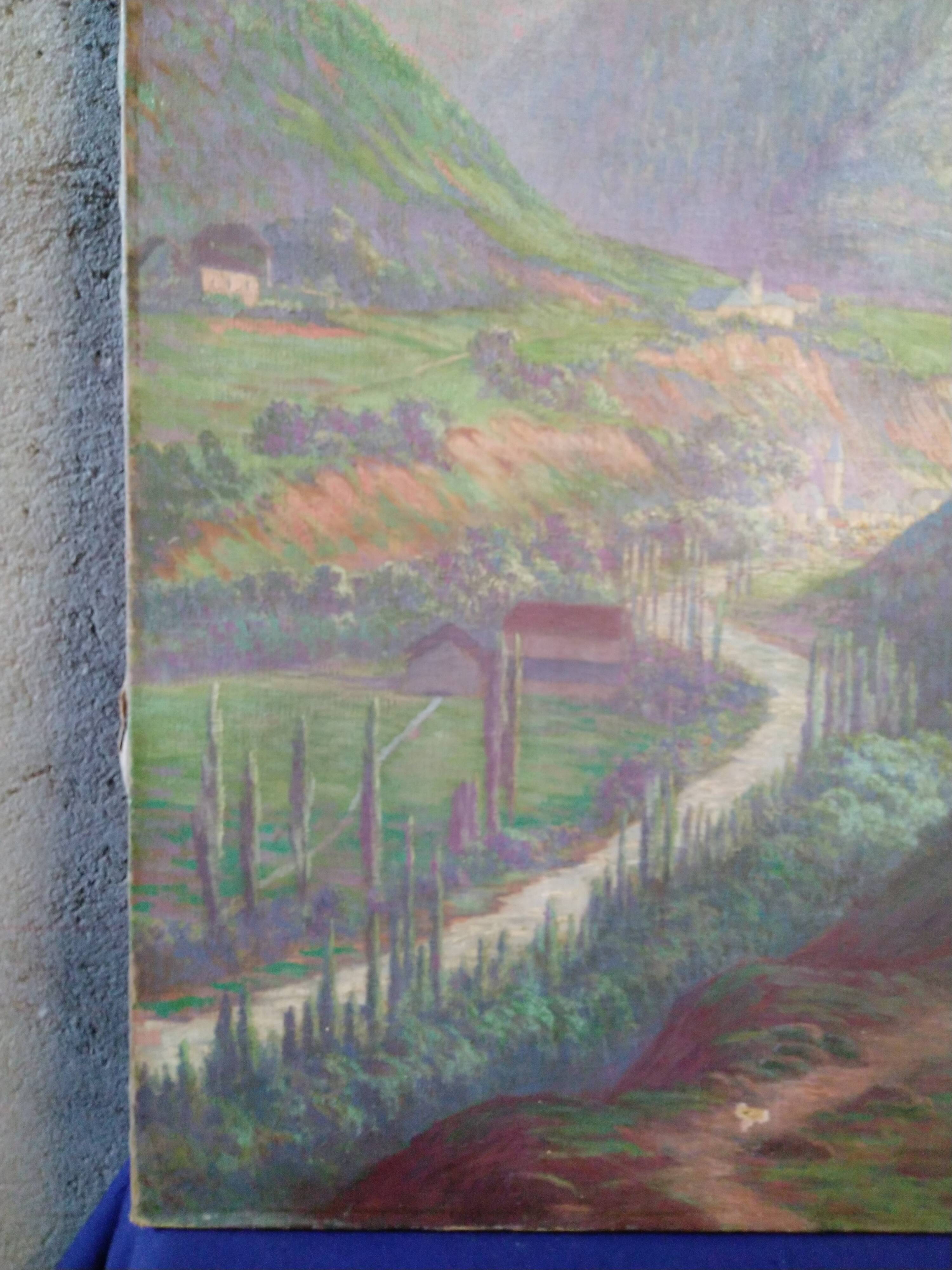 Oil on canvas landscape Henri-Laurent Jaudin (1851-1929)