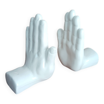 Ceramic hand bookends