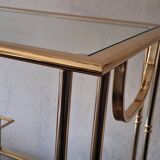 Hollywood Regency gilt brass bar cart drinks trolley, 1970s