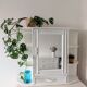 Vintage wooden and wicker shelf