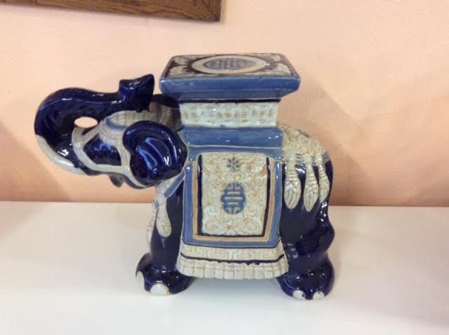 Blue ceramic elephant