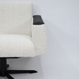 Fauteuil vintage Deutsche Democratic Republic DDR, années 1960, Bouclé blanc
