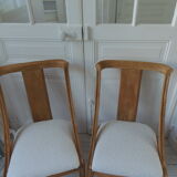 Pair of Gondola heaters, upholstered with a cream curl fabric