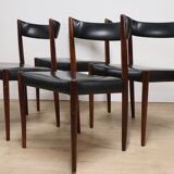 Série de 4 chaises scandinave Danemark en palissandre et skaï, 1960