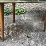 Lot of two vintage coffee tables feet compass