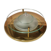 Vintage round glass wall lamp, 80s