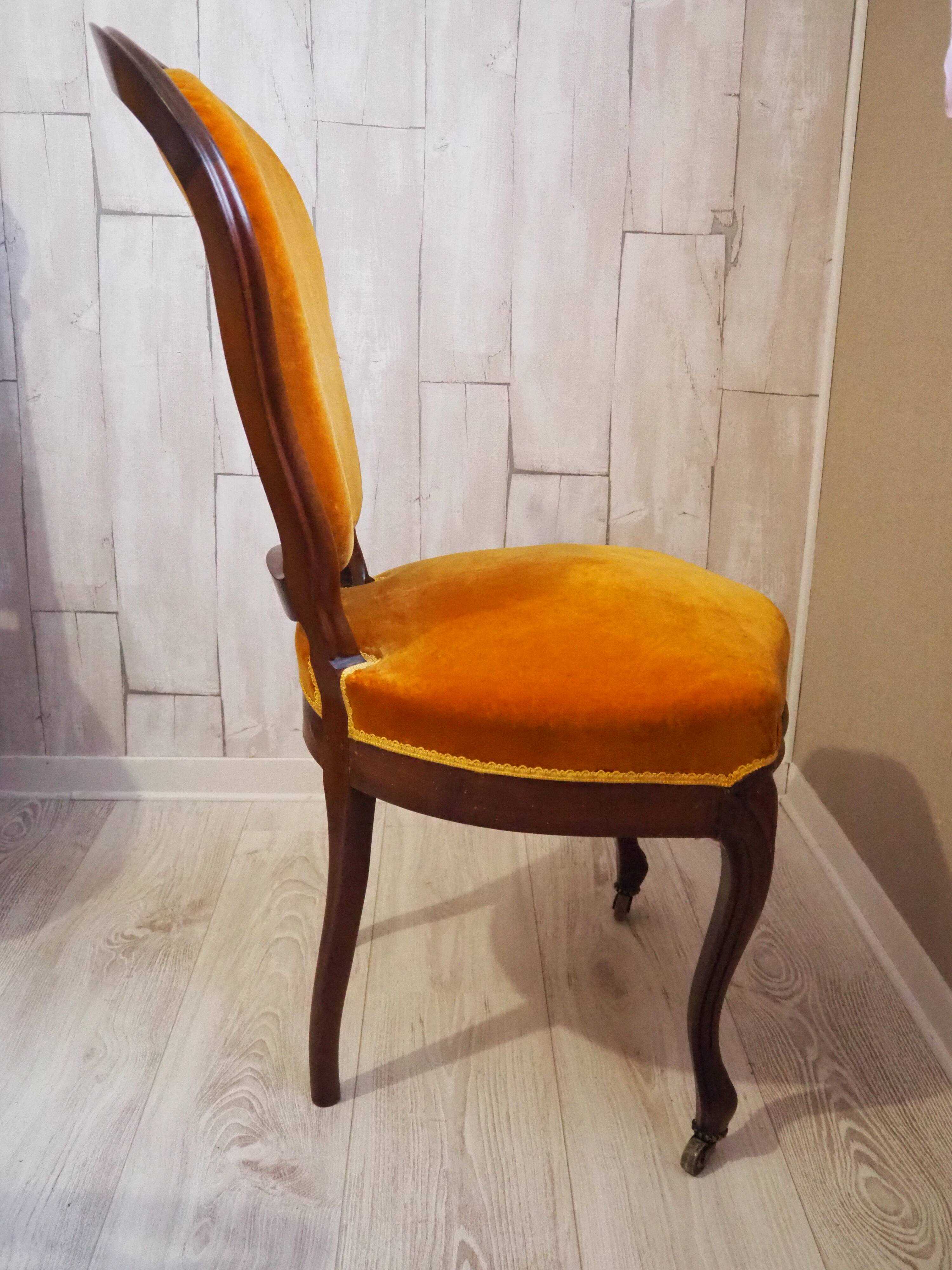 Antique Louis Philippe style padded chair - Wooden structure and horsehair padding - Color m