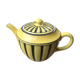 Teapot in yellow and black porcelain stamped Sarreguemines