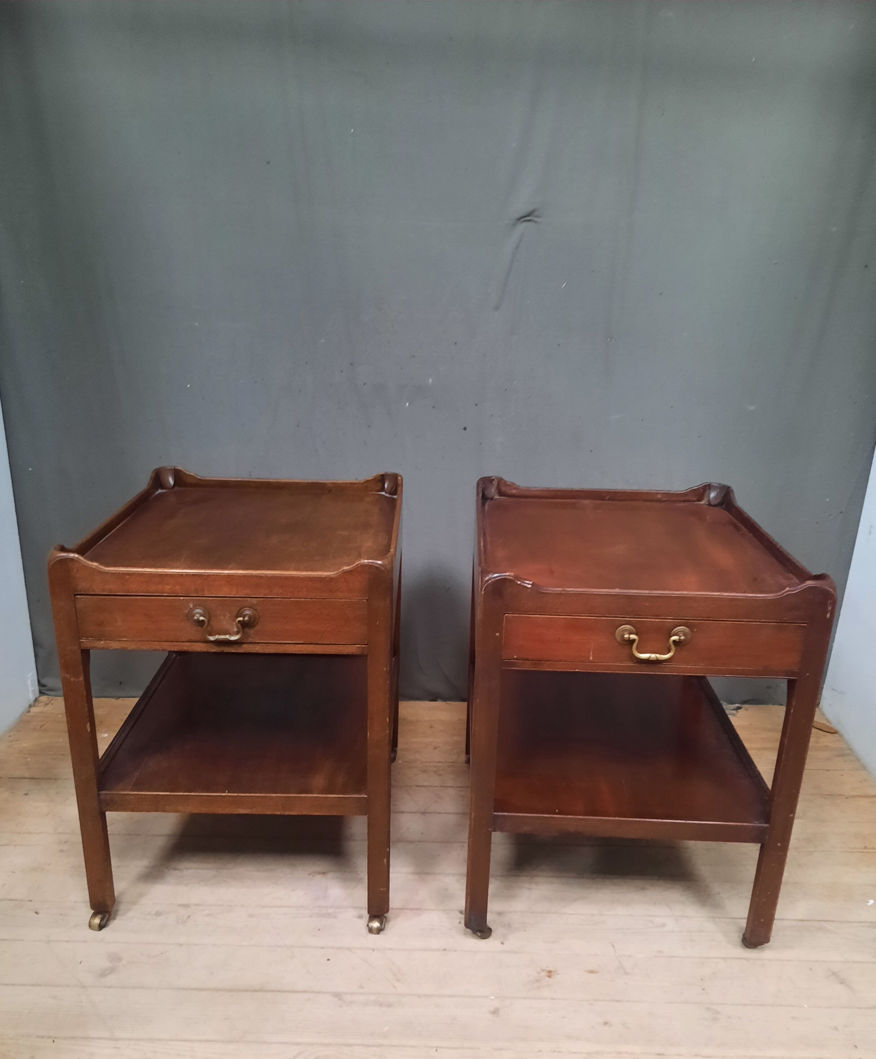 Pair of English mahogany sofa tips