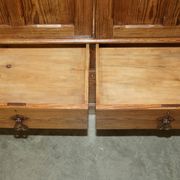 Antique Victorian pine governess buffet with sliding shelf.