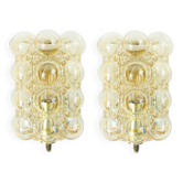 Pair of Mid-Century Amber Bubble Glass Wall Lights by Helena Tynell for Limburg, Germany, 1960s