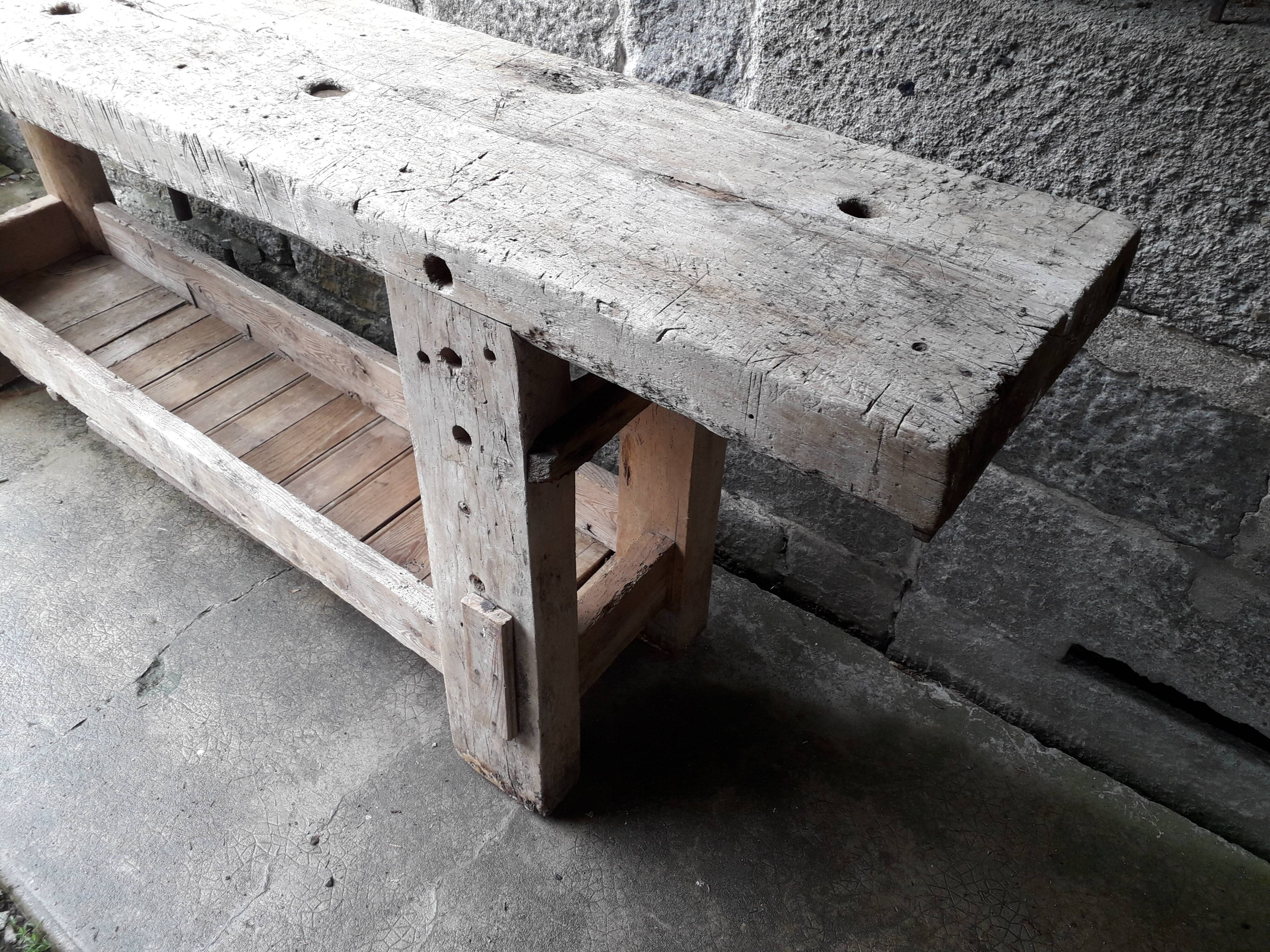 Old in solid beech workbench 237 cm