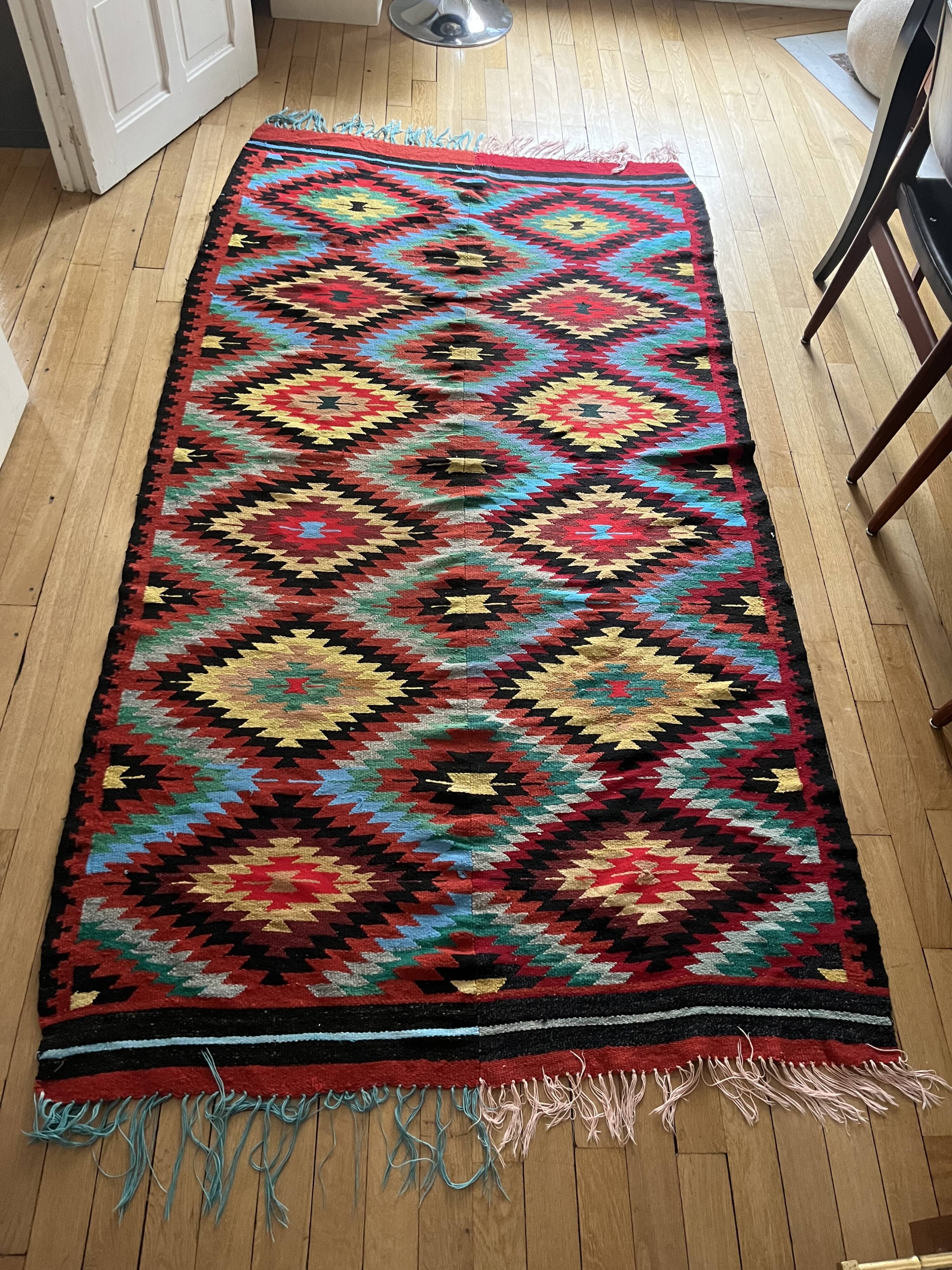 Vintage kilim rug, 246x130 cm