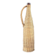 Amber glass bottle in its wicker handle basket.