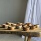 Set of 11 vintage coffee cups, raw matte stoneware H11