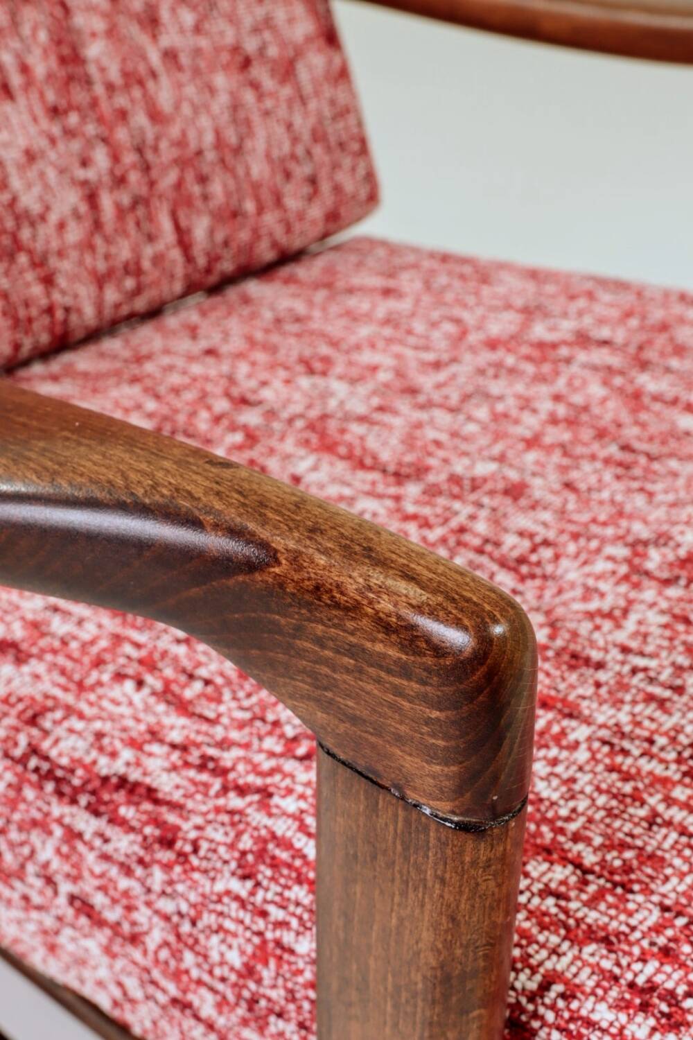 Scandinavian armchair red lobster mid century modern design 1965