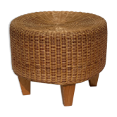 Vintage dutch rattan round stool 1980