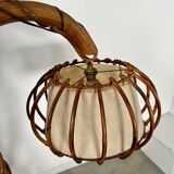 Old bamboo and rattan floor lamp design 60s Louis Sognot vintage lamp