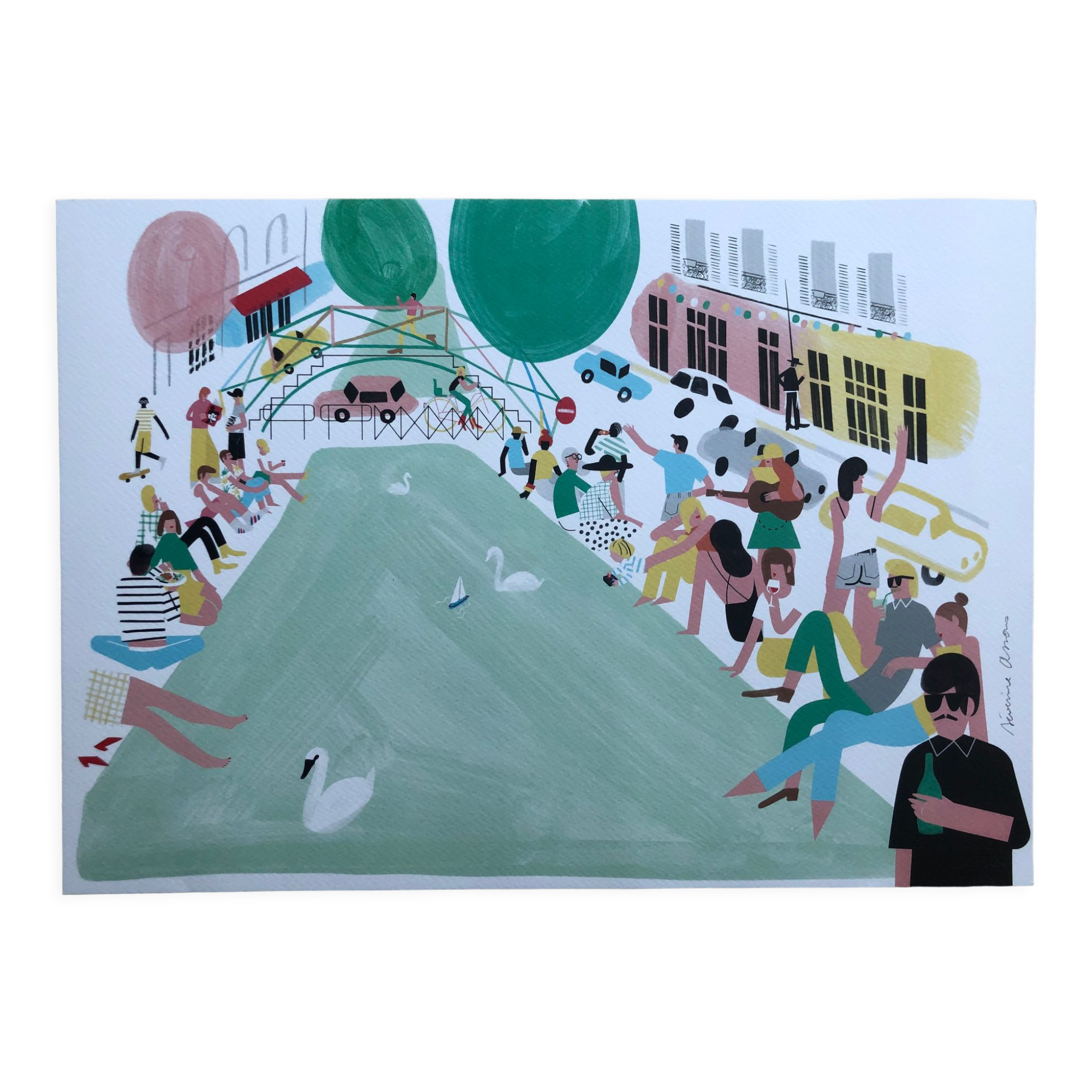 Poster canal saint martin séverine assous illustration