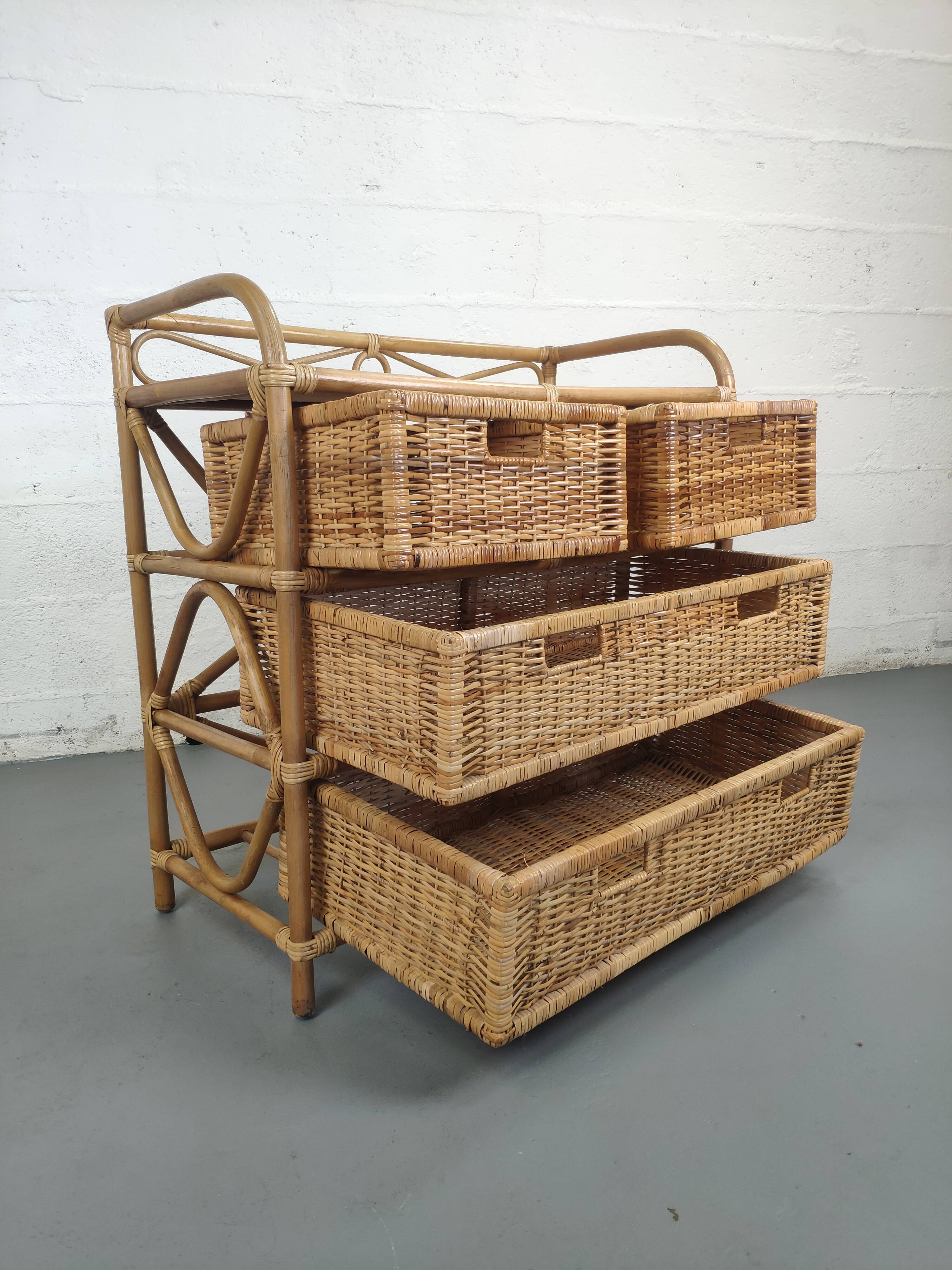 Rattan chest of drawers 4 drawers