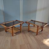Pair of rattan bedside tables