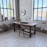 Farm table with turned legs, made of pine and birch, 180cm.