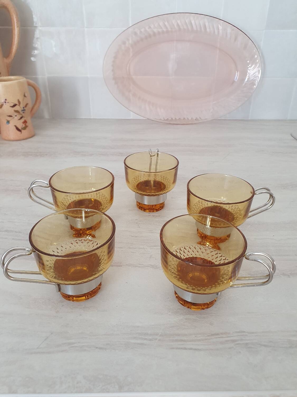 Amber glass italian espresso cups