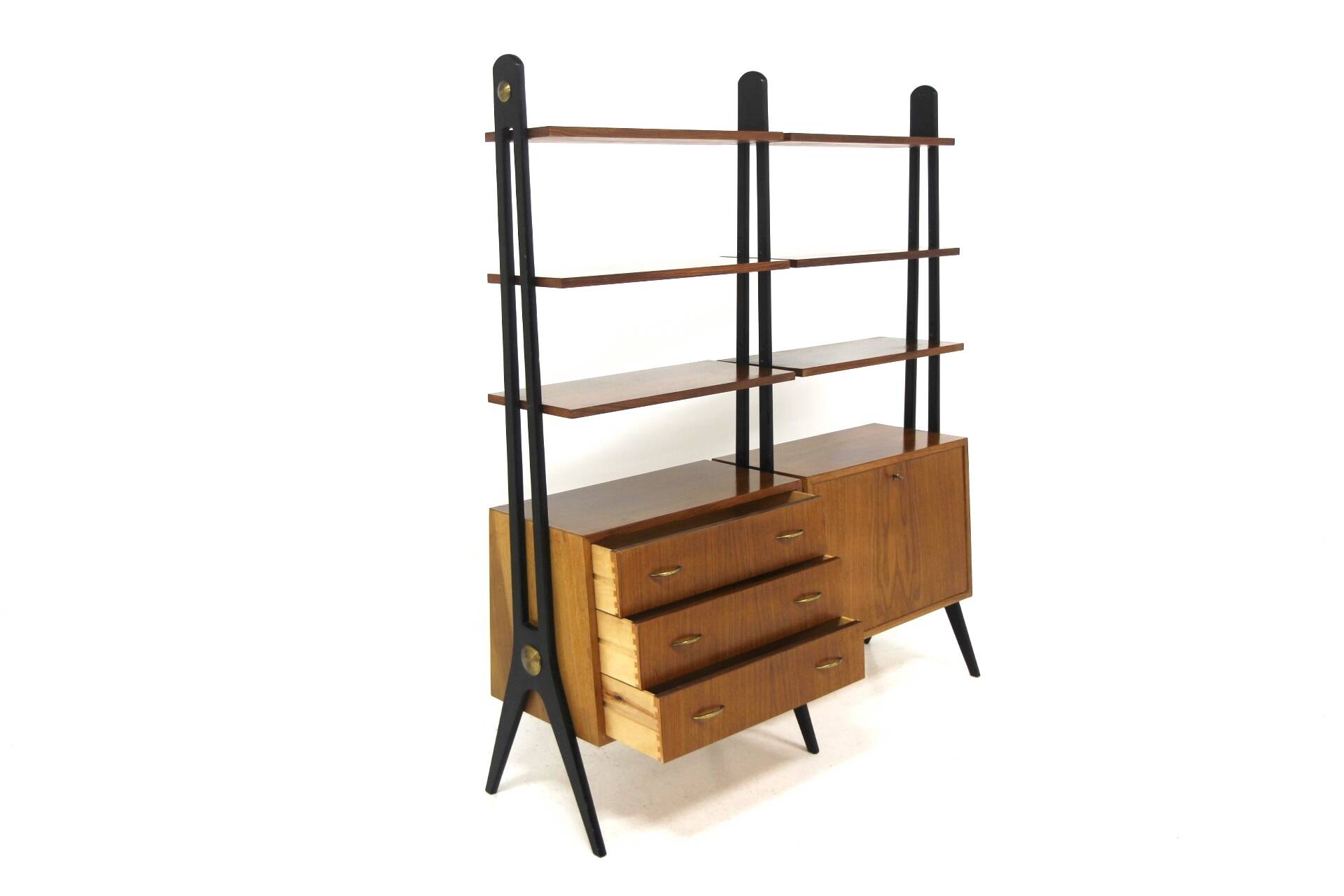 Scandinavian "double" mahogany bookcase, Sweden, 1950