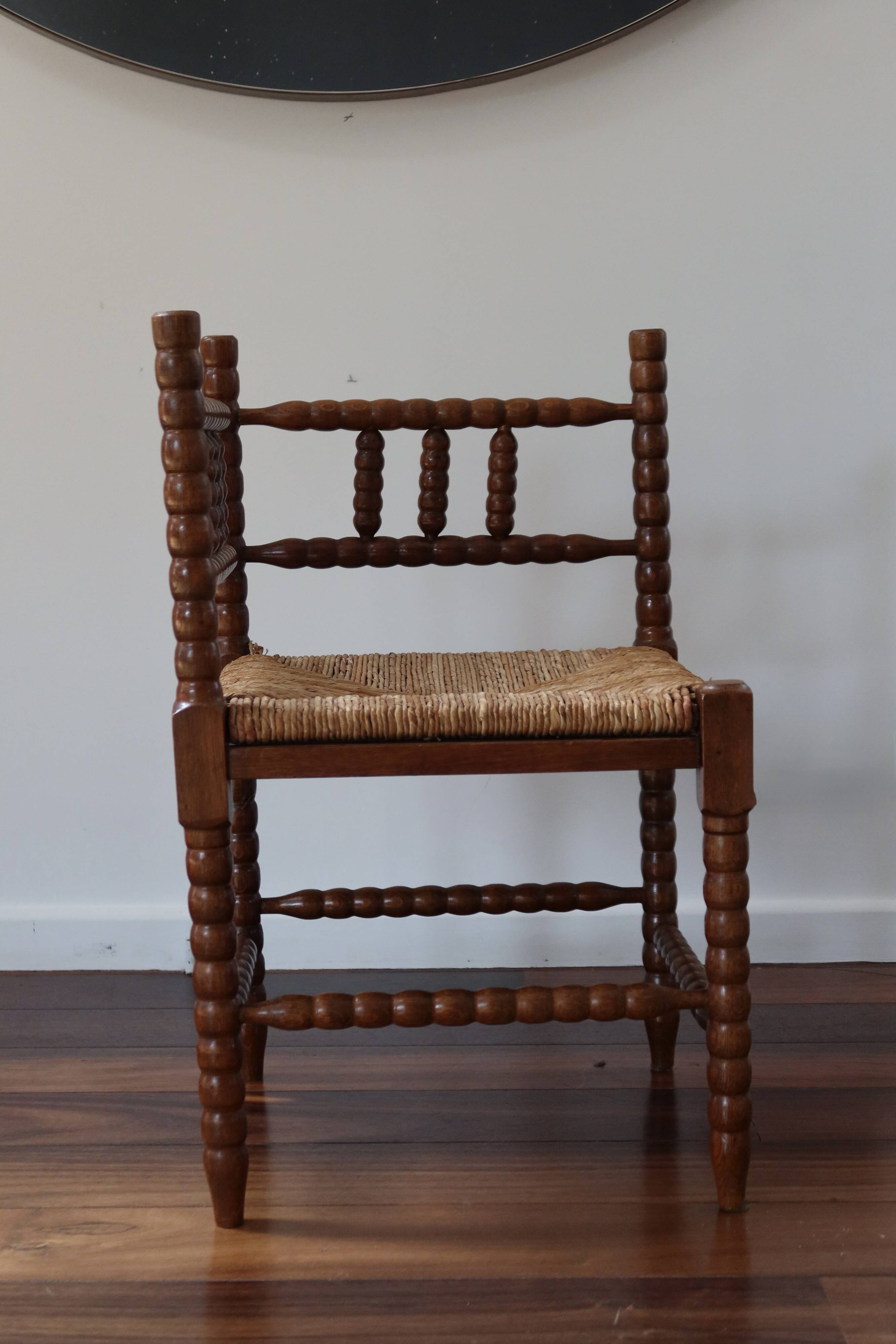 Antique turned wood corner chair
