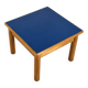 Beech coffee table with a blue formica top, France – 1960s