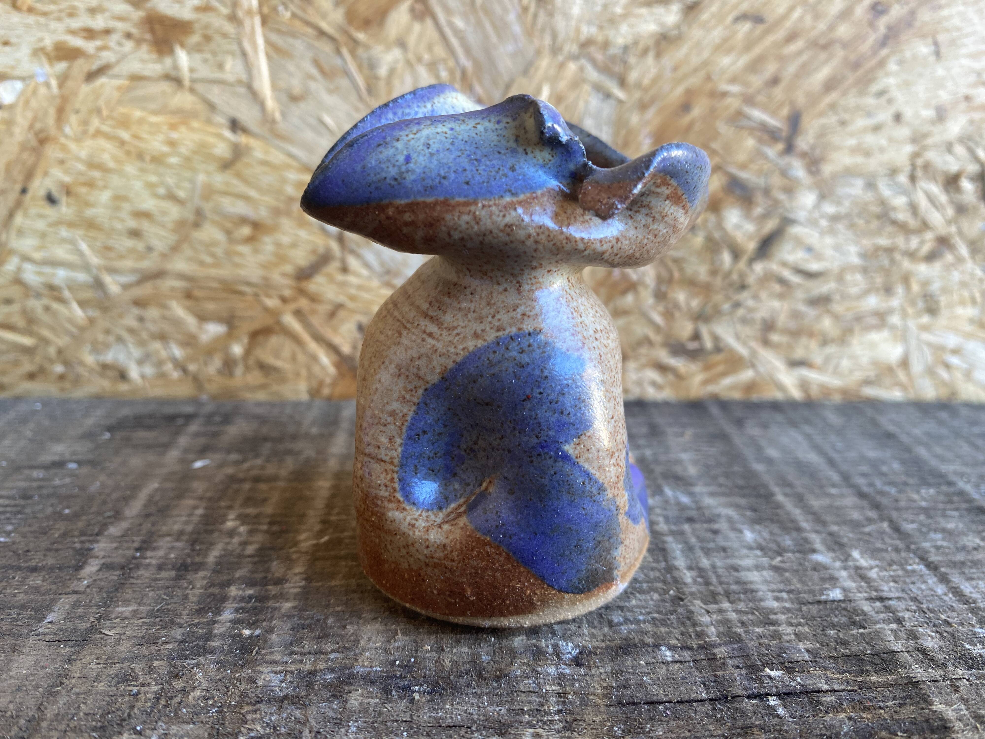 Vintage Polychrome Glazed Stoneware Soliflore Vase with Corolle Neck #D96
