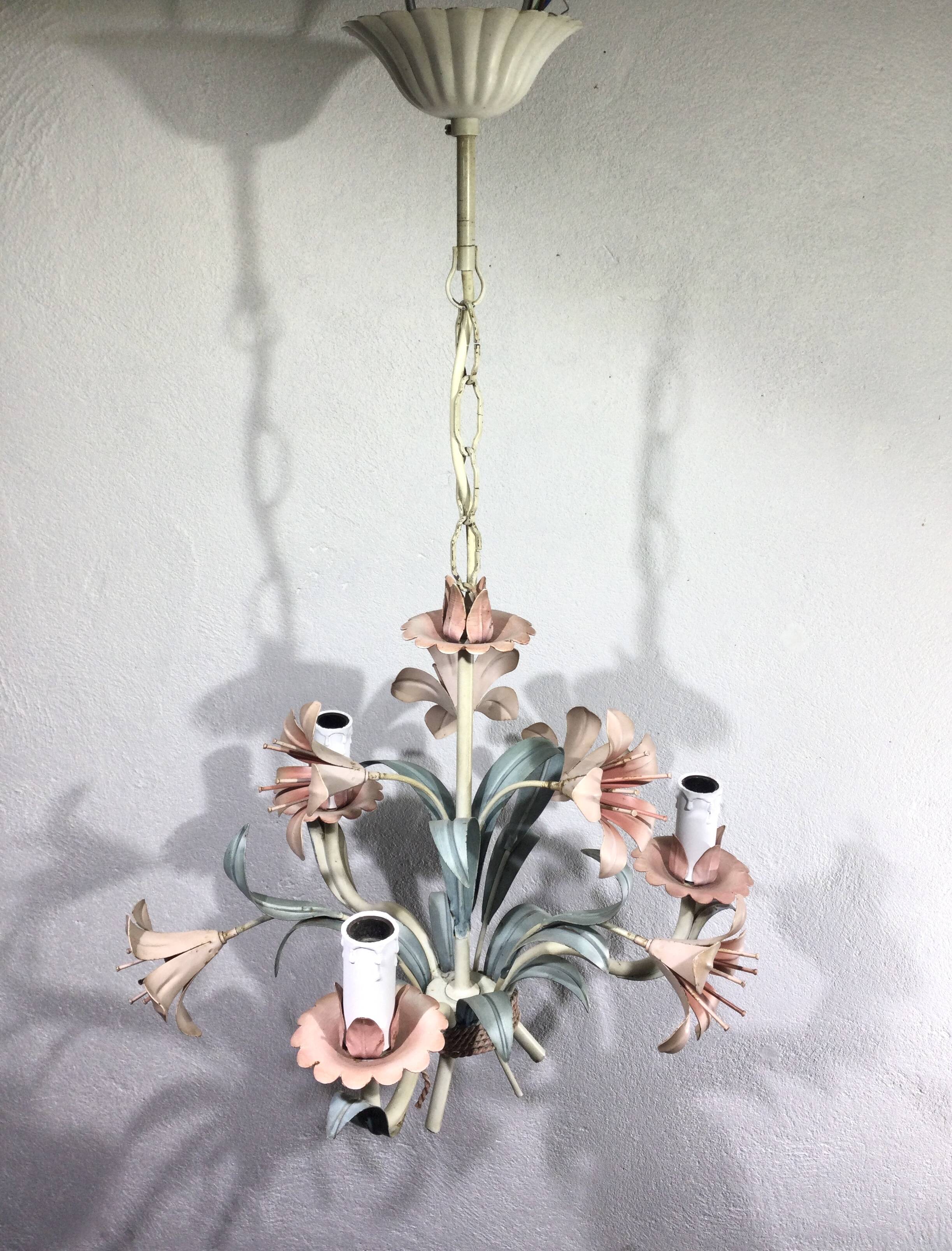 3-light wrought iron chandelier