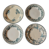 Set of 4 mismatched blue flat plates
